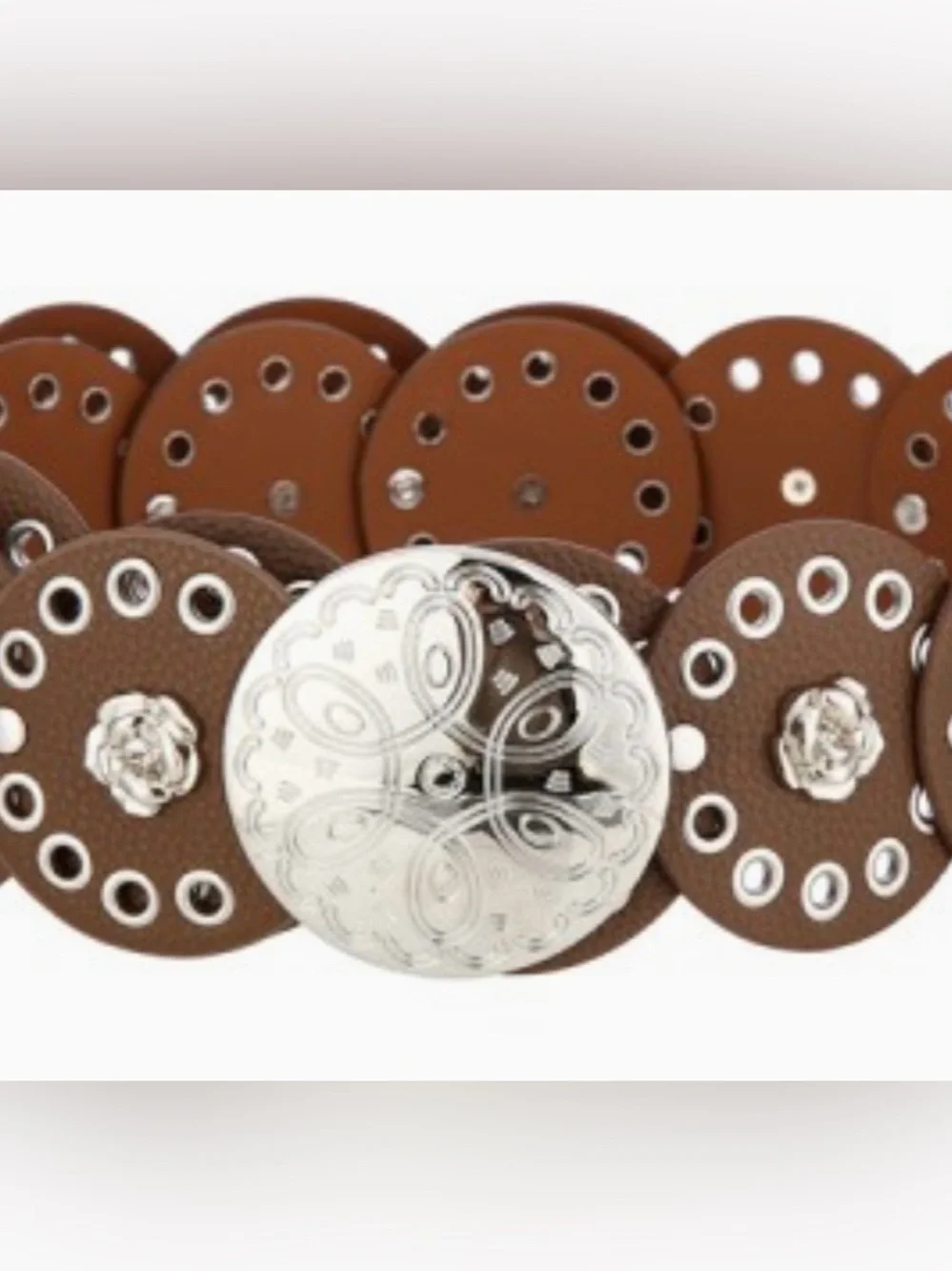 Boho Black & Brown Medallion Disc Belt Rosette Accent  – Gold or Silver Tone